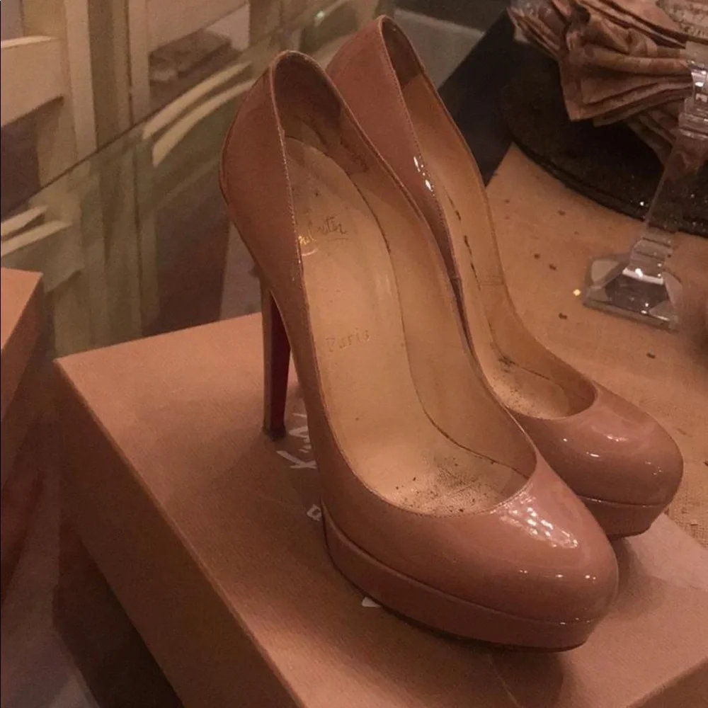 Women's Nude Patent Platform High Heels